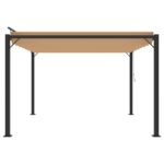 Tonnelle avec toit à persienne 3x3 m Taupe Tissu et aluminium – Image 2