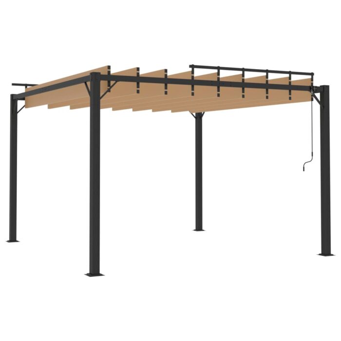 Tonnelle avec toit à persienne 3x3 m Taupe Tissu et aluminium – Image 3