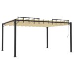 Tonnelle avec toit à persienne 3x4 m Crème Tissu et aluminium – Image 3