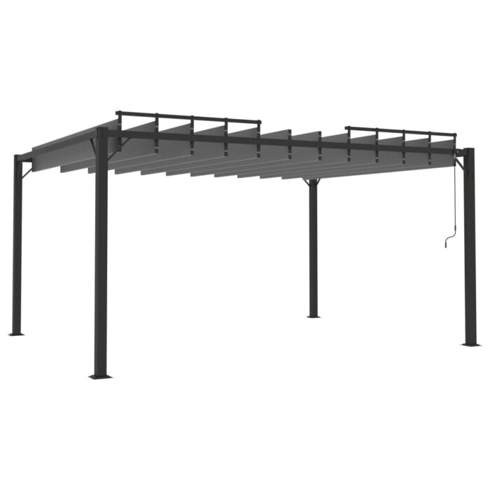 Tonnelle avec toit à persienne 3x4 m Anthracite Tissu aluminium – Image 3