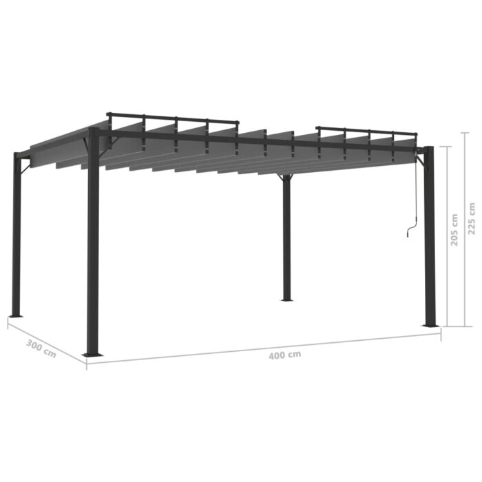 Tonnelle avec toit à persienne 3x4 m Anthracite Tissu aluminium – Image 6