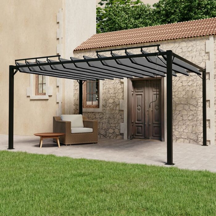 Tonnelle avec toit à persienne 3x4 m Anthracite Tissu aluminium – Image 1