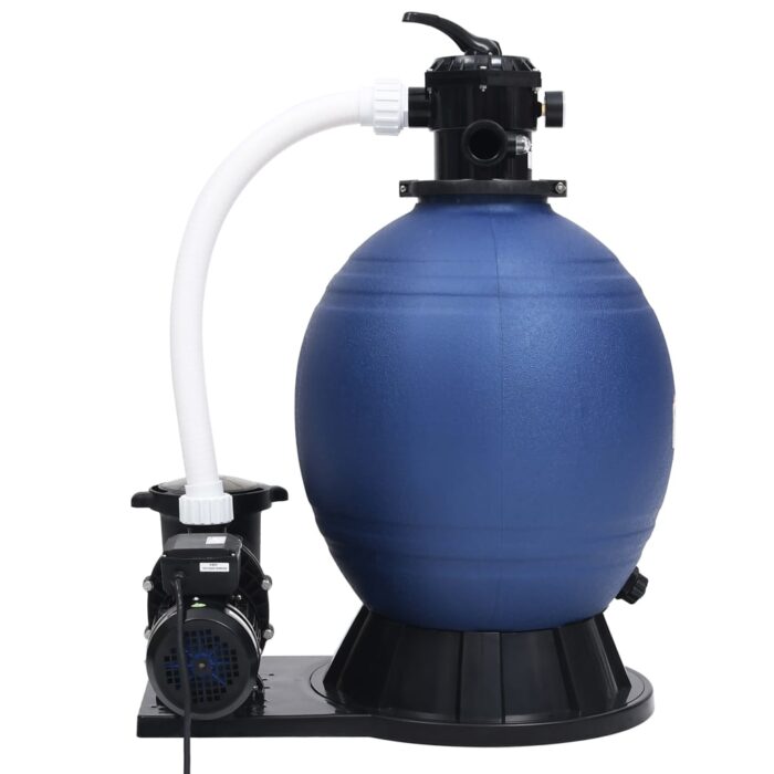 Filtre à sable avec vanne 7 voies et pompe 1000 W Bleu et noir – Image 2