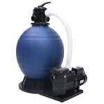 Filtre à sable avec vanne 7 voies et pompe 1000 W Bleu et noir – Image 3