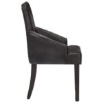 Chaises à manger lot de 6 noir cuir de chèvre véritable – Image 3
