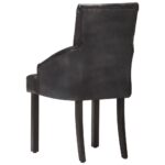Chaises à manger lot de 6 noir cuir de chèvre véritable – Image 4
