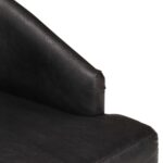 Chaises à manger lot de 6 noir cuir de chèvre véritable – Image 6