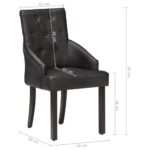 Chaises à manger lot de 6 noir cuir de chèvre véritable – Image 7