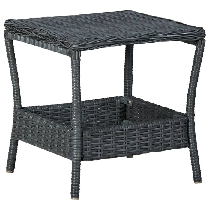Table de jardin Gris foncé 45x45x46,5 cm Résine tressée – Image 1