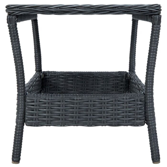 Table de jardin Gris foncé 45x45x46,5 cm Résine tressée – Image 2