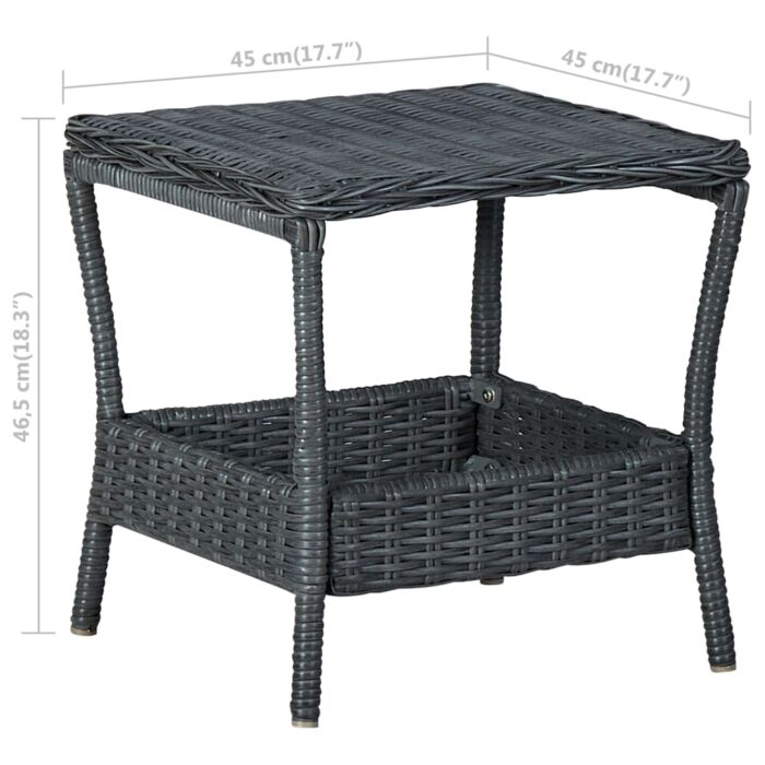 Table de jardin Gris foncé 45x45x46,5 cm Résine tressée – Image 4