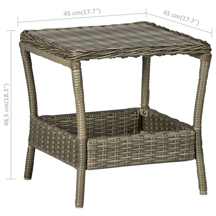 Table de jardin Marron 45x45x46,5 cm Résine tressée – Image 4