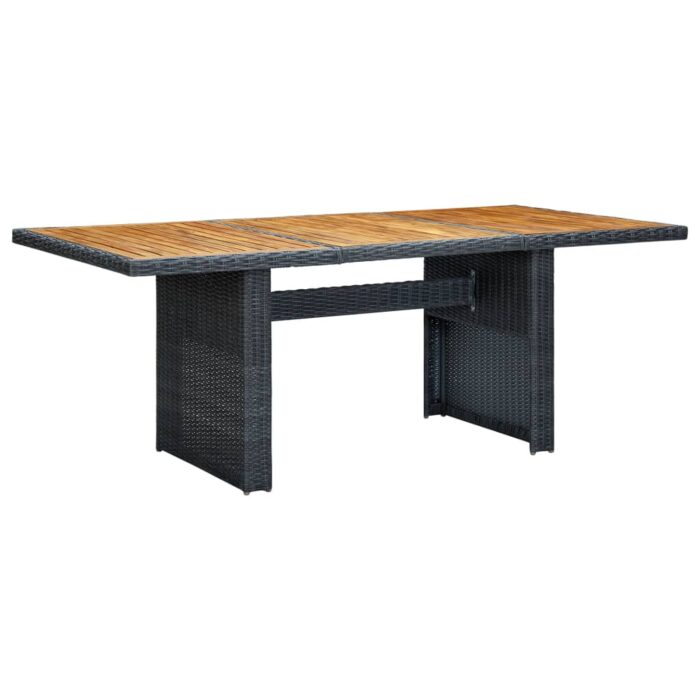 Table de jardin Gris foncé Résine tressée et bois d'acacia – Image 1