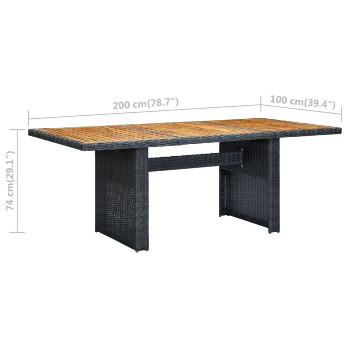 Table de jardin Gris foncé Résine tressée et bois d'acacia – Image 5