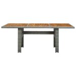 Table de jardin Gris clair Résine tressée et bois d'acacia – Image 2