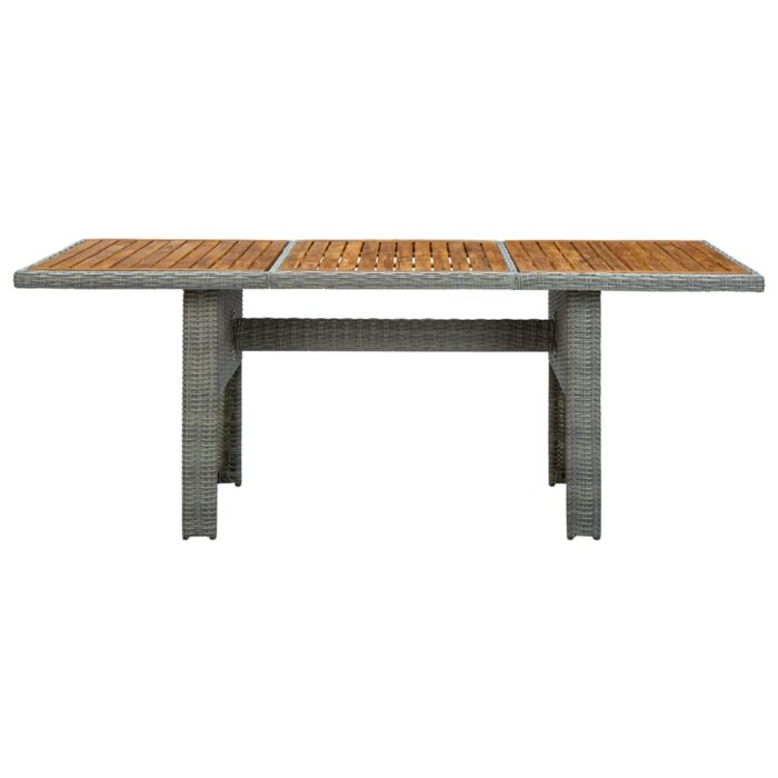Table de jardin Gris clair Résine tressée et bois d'acacia – Image 2