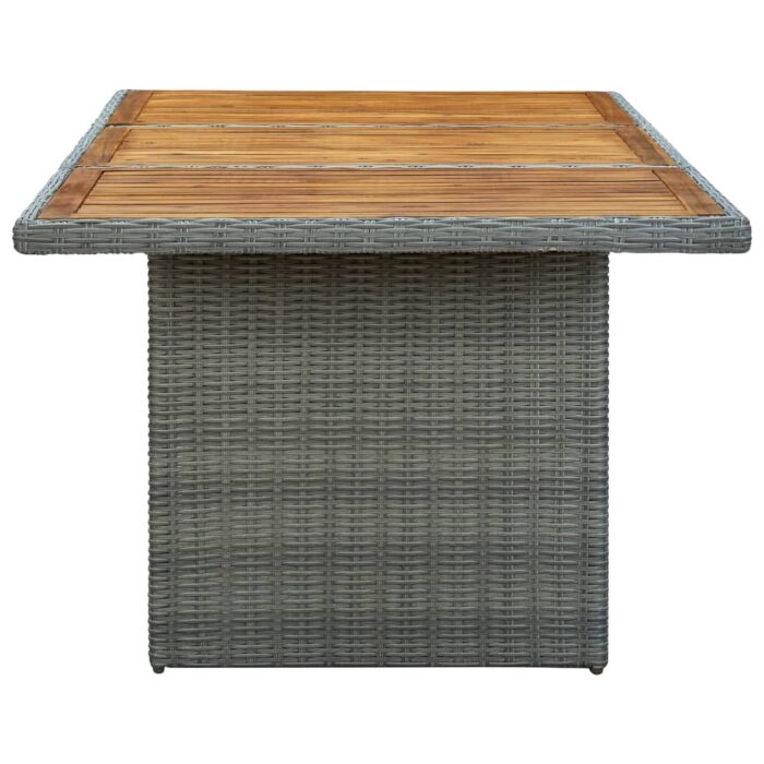 Table de jardin Gris clair Résine tressée et bois d'acacia – Image 3