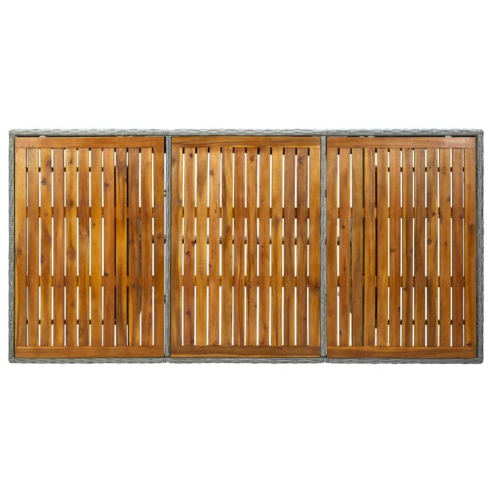 Table de jardin Gris clair Résine tressée et bois d'acacia – Image 4