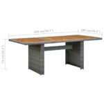 Table de jardin Gris clair Résine tressée et bois d'acacia – Image 5