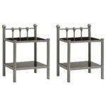 Tables de chevet 2 pcs Gris et noir Métal et verre