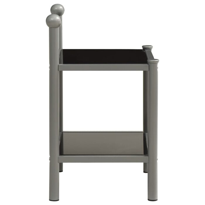 Tables de chevet 2 pcs Gris et noir Métal et verre – Image 3