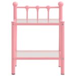 Tables de chevet 2 pcs Rose et transparent Métal et verre – Image 2