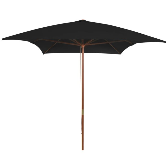 Parasol de jardin avec mât en bois noir 200x300 cm – Image 1