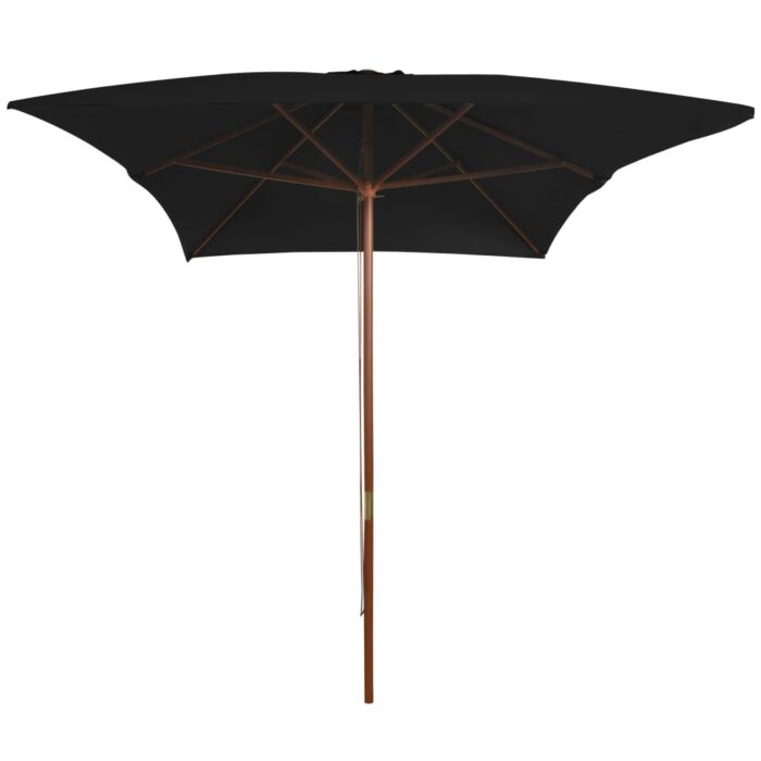Parasol de jardin avec mât en bois noir 200x300 cm – Image 2