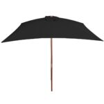 Parasol de jardin avec mât en bois noir 200x300 cm – Image 3