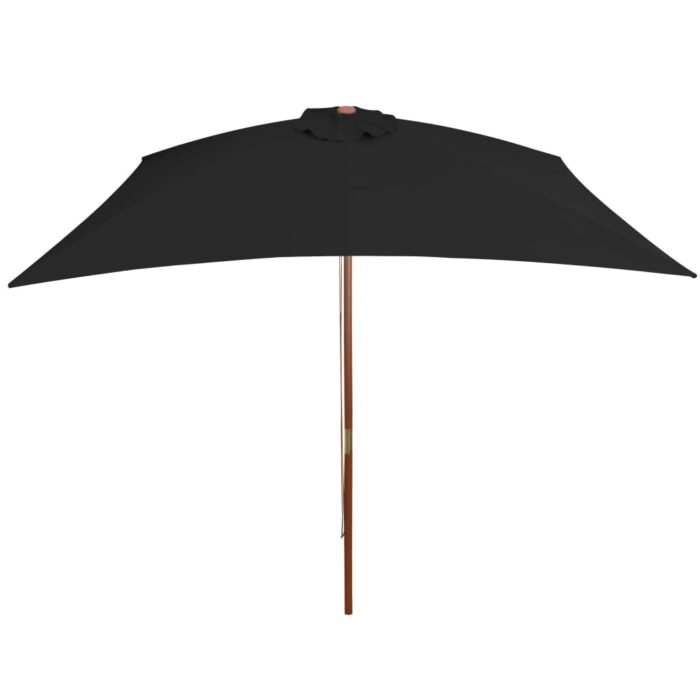 Parasol de jardin avec mât en bois noir 200x300 cm – Image 3