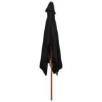 Parasol de jardin avec mât en bois noir 200x300 cm – Image 4