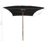 Parasol de jardin avec mât en bois noir 200x300 cm – Image 5