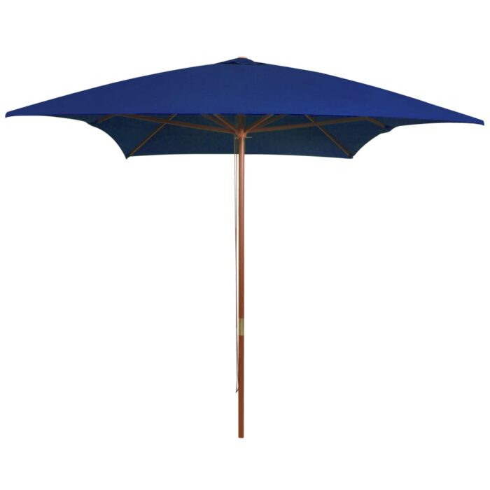 Parasol de jardin avec mât en bois bleu 200x300 cm – Image 1