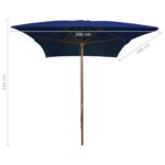 Parasol de jardin avec mât en bois bleu 200x300 cm – Image 5