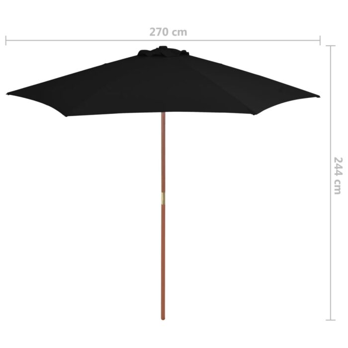 Parasol de jardin avec mât en bois noir 270 cm – Image 5