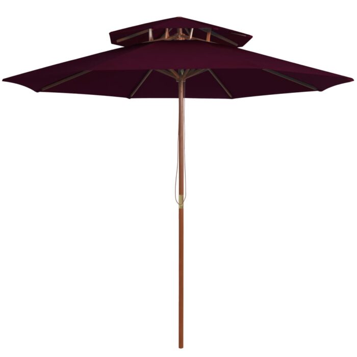 Parasol à deux étages avec mât en bois rouge bordeaux 270 cm – Image 1