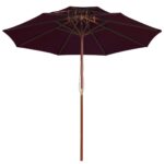 Parasol à deux étages avec mât en bois rouge bordeaux 270 cm – Image 2