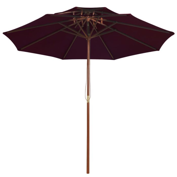 Parasol à deux étages avec mât en bois rouge bordeaux 270 cm – Image 2