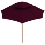 Parasol à deux étages avec mât en bois rouge bordeaux 270 cm – Image 3