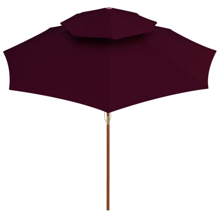 Parasol à deux étages avec mât en bois rouge bordeaux 270 cm – Image 3