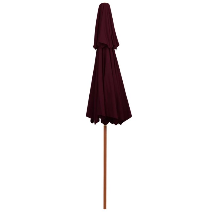Parasol à deux étages avec mât en bois rouge bordeaux 270 cm – Image 4