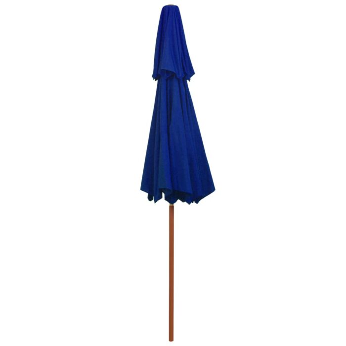 Parasol à deux étages avec mât en bois bleu 270 cm – Image 4