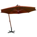 Parasol de jardin suspendu avec mât terre cuite bois de sapin