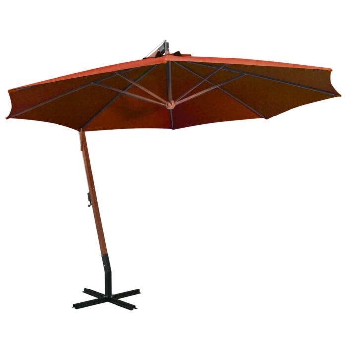 Parasol de jardin suspendu avec mât terre cuite bois de sapin – Image 1