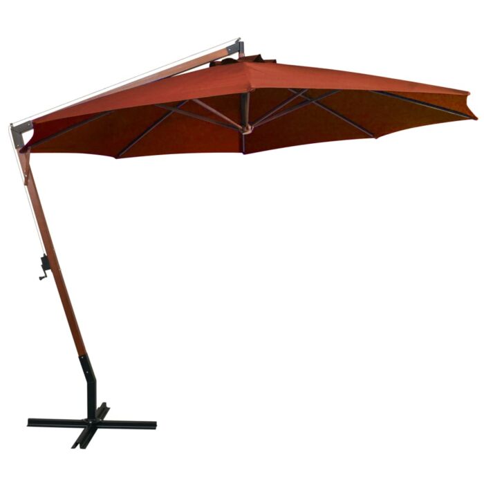 Parasol de jardin suspendu avec mât terre cuite bois de sapin – Image 2