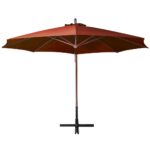 Parasol de jardin suspendu avec mât terre cuite bois de sapin – Image 3