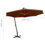 Parasol de jardin suspendu avec mât terre cuite bois de sapin – Image 8