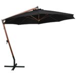 Parasol de jardin suspendu avec mât noir bois de sapin massif – Image 2