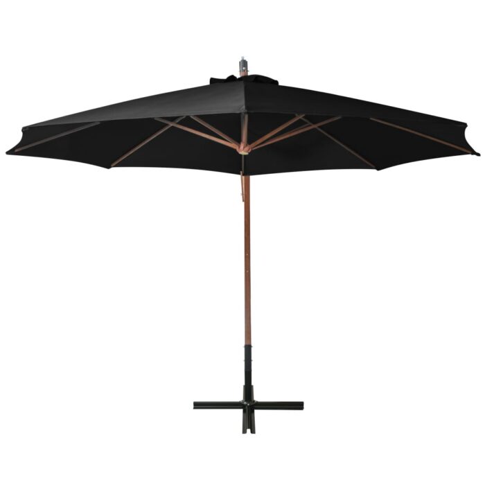 Parasol de jardin suspendu avec mât noir bois de sapin massif – Image 3