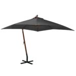 Parasol de jardin suspendu avec mât Anthracite bois de sapin